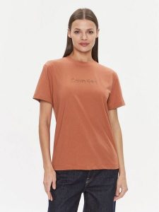 Calvin Klein T-Shirt Hero Logo K20K205448 Brązowy Regular Fit. Brązowe t-shirty Calvin Klein, xxs, bez wzorów, z bawełny, bez kołnierzyka, bez ramiączek. Za 129,99 zł.