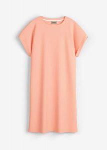 Sukienka T-shirtowa z grubszej dzianiny interlock z czystej bawełny. Czerwone sukienki bonprix, bez wzorów, z bawełny, bez kołnierzyka, bez ramiączek, mini. Za 64,99 zł.