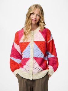 Pieces Kardigan w kolorze beżowo-różowym rozmiar: XL. Brązowe swetry oversize Pieces, xl, bez wzorów, bez ramiączek. Za 158,47 zł.