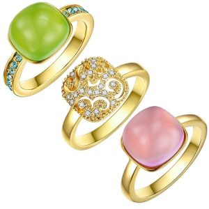 Lulu & Jane Stop metali Zdobienie kryształkami Swarovski® Pierścionki 1 ct Damski. Białe pierścionki Lulu & Jane, pozłacane. Za 239,99 zł.