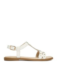 Lasocki Sandały CEO-RST-5551-03 Biały. Białe sandały Lasocki, bez wzorów, ze skóry, bez obcasa, na płaskiej podeszwie, bez zapięcia. Za 159,99 zł.