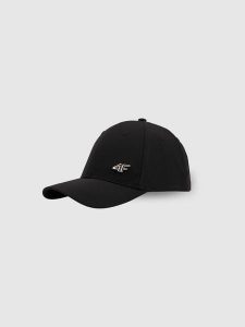 4F Czapka z daszkiem strapback uniseks - czarna S/M (58cm). Czarne czapki 4f, bez wzorów, klasyczne. Za 69,99 zł.