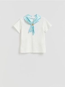 T-shirt z apaszką - wielobarwny. Apaszki i chusty Reserved, bez wzorów, z bawełny. Za 89,99 zł.