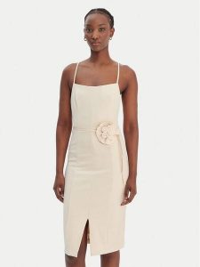 Guess Sukienka koktajlowa W6RK0G KC9O0 Beżowy Regular Fit. Brązowe sukienki Guess, l, z aplikacjami, z syntetyku, wizytowe, bez kołnierzyka, bez ramiączek. Za 669,99 zł.