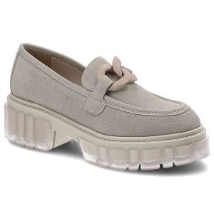 Beżowe Półbuty Karino Eleganckie Skórzane Buty. Brązowe półbuty Karino, bez wzorów, ze skóry, bez obcasa, na obcasie, bez zapięcia. Za 319,00 zł.