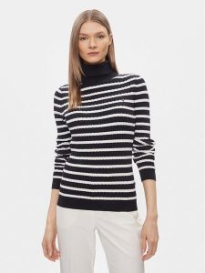 Tommy Hilfiger Golf WW0WW40678 Niebieski Slim Fit. Niebieskie golfy TOMMY HILFIGER, bez wzorów, z syntetyku. Za 429,99 zł.