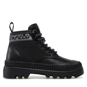 Trapery KARL LAGERFELD. Czarne buty zimowe KARL LAGERFELD, bez obcasa, bez zapięcia. Za 579,99 zł.
