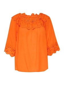 Cream Bluzka w kolorze pomarańczowym rozmiar: 38. Pomarańczowe bluzki Cream, bez wzorów, z koronki, bez kołnierzyka, bez ramiączek. Za 83,42 zł.