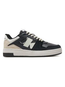 CALVIN KLEIN JEANS Skórzane sneakersy w kolorze czarno-kremowym rozmiar: 39. Brązowe trampki Calvin Klein Jeans, bez wzorów, z jeansu, bez zapięcia. Za 310,35 zł.
