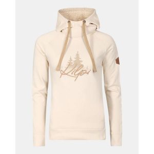 Felpa con cappuccio da donna in cotone Kilpi NEA-W. Brązowe swetry klasyczne Kilpi, bez kołnierzyka. Za 318,77 zł.