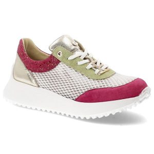 Różowe Sneakersy Armodo Obuwie Damskie Premium. Czerwone buty sportowe Armodo, z aplikacjami, z jeansu, bez zapięcia. Za 359,00 zł.