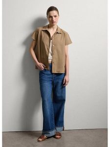 STEFANEL Koszula w kolorze jasnobrązowym rozmiar: L. Brązowe koszule Stefanel, l, bez wzorów, bez kołnierzyka, bez ramiączek. Za 165,99 zł.