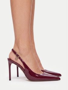 Nine West Szpilki EO-TS6384-01 Bordowy. Czerwone szpilki Nine West, bez wzorów, ze skóry, bez obcasa. Za 279,99 zł.