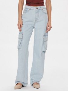 Pinko Jeansy Caty 102942 A1MV Błękitny Cargo Fit. Niebieskie jeansy Pinko, bez wzorów, z bawełny. Za 642,99 zł.