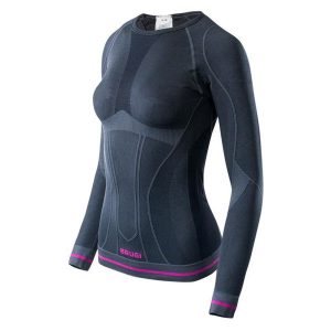 Koszulka termoaktywna Brugi 2RAP-NCP NERO GRIGIO FUXIA, damska, Rozmiar L/XL. Koszule nocne Brugi, bez wzorów, z dzianiny, bez ramiączek. Za 79,99 zł.