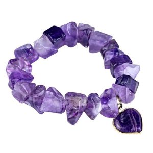 SAMBA Bransoletka ametyst serce. Fioletowe bransoletki Samba Gems, z ametystem, metalowe. Za 338,00 zł.