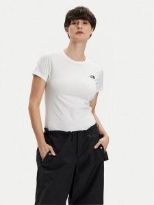 The North Face T-Shirt Simple Dome NF0A87NH Biały Regular Fit. Białe t-shirty The North Face, l, bez wzorów, z syntetyku, bez kołnierzyka, bez ramiączek. Za 79,99 zł.