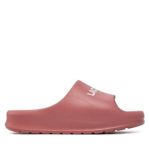 Klapki Lacoste. Czerwone klapki Lacoste, bez wzorów, bez obcasa. Za 259,99 zł.