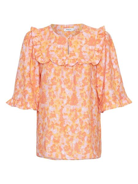 MOSS COPENHAGEN Bluzka "Taila" w kolorze pomarańczowym rozmiar: M. Pomarańczowe bluzki Moss Copenhagen, m, bez wzorów, z wiskozy, klasyczne, bez kołnierzyka, bez ramiączek. Za 88,02 zł.