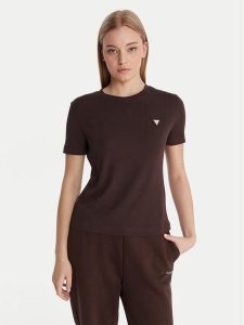 Guess T-Shirt V6RI17 KD741 Brązowy Regular Fit. Brązowe t-shirty Guess, l, z aplikacjami, z bawełny, bez kołnierzyka, bez ramiączek. Za 179,99 zł.