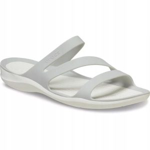 Klapki Dla Dorosłych Crocs Women's Swiftwater. Szare klapki Crocs, bez wzorów, z materiału, bez obcasa. Za 199,99 zł.