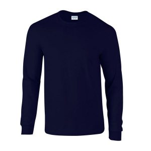 Ultra Bawełniana Koszulka Z Długim Rękawem Unisex Dla Dorosłych. Niebieskie bluzki GILDAN, xl, bez wzorów, z bawełny, sportowe, bez kołnierzyka, bez ramiączek. Za 60,99 zł.