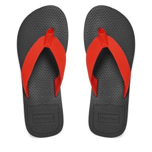 Japonki Hunter. Czerwone klapki Hunter, bez wzorów, bez obcasa. Za 79,99 zł.