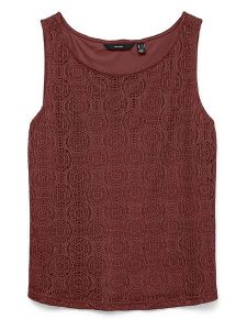 Vero Moda Top w kolorze brązowym rozmiar: L. Brązowe topy Vero Moda, l, bez wzorów, bez kołnierzyka, bez ramiączek. Za 65,54 zł.