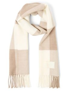 BOSS szalik tkany z wełny Kobiety Wełna (100%) biały|brązowy, ONE SIZE. Białe szaliki Boss, bez wzorów, z wełny. Za 349,95 zł.