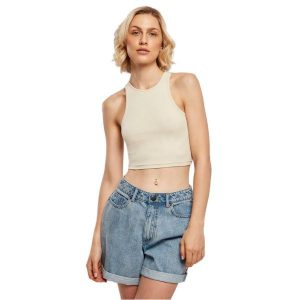 Damska koszulka typu tank top Urban Classics Cropped GT. Białe topy Urban Classics, bez wzorów, prążkowane, bez kołnierzyka, bez ramiączek. W wyprzedaży za 39,00 zł.