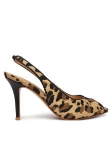 Guess Sandały FLJKL2 ELE07 Beżowy jasny. Brązowe sandały Guess, z aplikacjami, z materiału, bez obcasa, na szpilce, bez zapięcia. Za 575,99 zł.