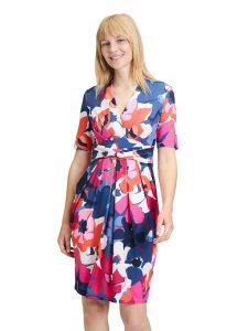Vera Mont Sukienka w kolorze granatowo-różowym rozmiar: 44. Niebieskie sukienki Vera Mont, na co dzień, bez wzorów, bez kołnierzyka, bez ramiączek, mini, proste. Za 173,99 zł.