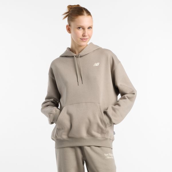 Bluza damska New Balance WT51947DOK – beżowa. Brązowe bluzy New Balance, xl, bez wzorów, z bawełny, z kapturem. Za 199,99 zł.