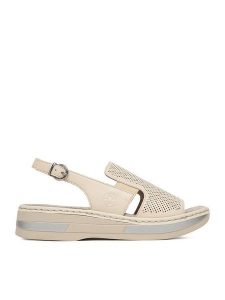 Rieker Sandały CEO-V5951-60 Kremowy. Białe sandały Rieker, bez wzorów, ze skóry, bez obcasa, na koturnie, bez zapięcia. Za 339,99 zł.