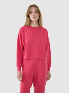 4F Bluza dresowa nierozpinana z modalem damska - różowa S. Czerwone bluzy 4f, s, bez wzorów, z dresówki, bez kaptura. W wyprzedaży za 119,99 zł.