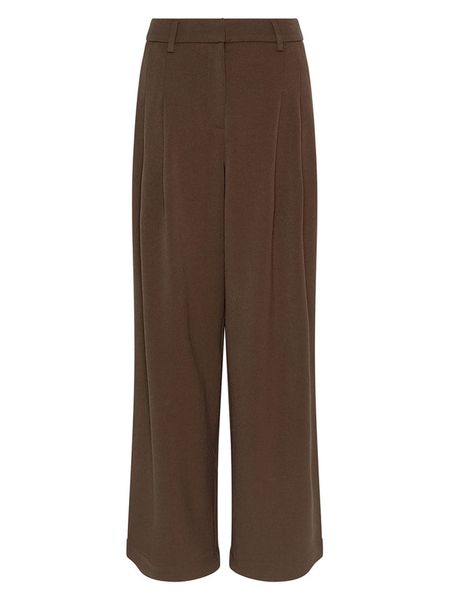 MOSS COPENHAGEN Spodnie "Henrika" w kolorze brązowym rozmiar: S. Brązowe spodnie z wysokim stanem Moss Copenhagen, bez wzorów, z materiału, z podwyższonym stanem. Za 204,96 zł.