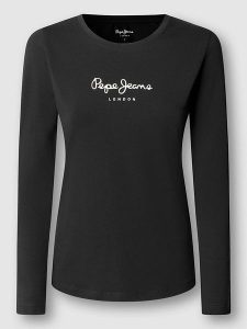 Pepe Jeans Koszulka "New Virginia" w kolorze czarnym rozmiar: S. Czarne bluzki Pepe Jeans, s, bez wzorów, z jeansu, bez kołnierzyka, bez ramiączek. Za 104,99 zł.