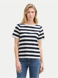 Tom Tailor Bluzka 1045964 Granatowy Regular Fit. Niebieskie bluzki Tom Tailor, xl, bez wzorów, z bawełny, bez kołnierzyka, bez ramiączek. Za 79,99 zł.