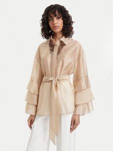 ACCESS FASHION Koszula 63-7068-125 Beżowy jasny Relaxed Fit. Brązowe koszule ACCESS FASHION, m, bez wzorów, z lyocellu, bez kołnierzyka, bez ramiączek. Za 415,99 zł.