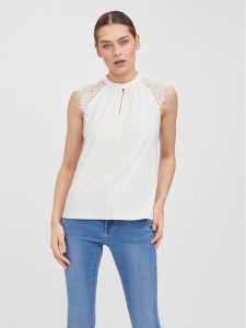 Vero Moda Bluzka Milla 10226072 Biały Regular Fit. Białe bluzki Vero Moda, xl, bez wzorów, z syntetyku, bez kołnierzyka, bez ramiączek. Za 69,99 zł.