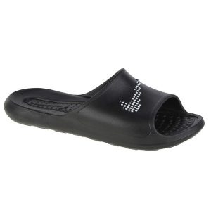 Klapki basenowe damskie Nike Victori One Slide. Czarne klapki Nike, bez wzorów, z materiału, bez obcasa. Za 259,99 zł.