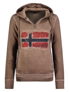Geographical Norway Bluza w kolorze jasnobrązowym rozmiar: S. Brązowe bluzy Geographical Norway, s, bez wzorów, z kapturem. Za 123,40 zł.