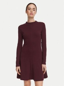 Tommy Hilfiger Sukienka codzienna WW0WW51726 Bordowy Slim Fit. Czerwone sukienki TOMMY HILFIGER, na co dzień, bez wzorów, z bawełny, bez kołnierzyka, bez ramiączek, proste. Za 529,99 zł.