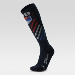 Skarpety narciarskie dla dorosłych UYN Natyon 3.0 Ski Socks Great Britain. Czarne skarpetki UYN, bez wzorów. Za 169,99 zł.