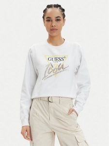 Guess Bluza Icon W4GQ09 KB681 Biały Relaxed Fit. Białe bluzy Guess, xxl, z aplikacjami, z syntetyku, bez kaptura. Za 199,99 zł.