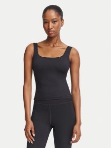 Guess Top V6YP18 K4788 Czarny Slim Fit. Czarne topy Guess, s, z aplikacjami, z syntetyku, bez kołnierzyka, bez ramiączek. Za 184,99 zł.