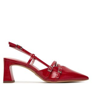 Czółenka Tamaris. Czerwone czółenka Tamaris, bez wzorów, bez obcasa, bez zapięcia. Za 329,99 zł.