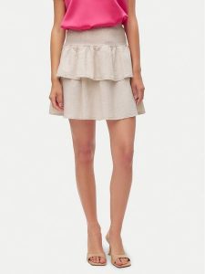 Vero Moda Spódnica mini Luna 10309768 Beżowy Regular Fit. Brązowe spódnice Vero Moda, s, bez wzorów, z wiskozy, mini. Za 119,99 zł.