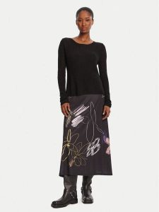 Desigual Sukienka codzienna Kala 25WWVK25 Czarny Slim Fit. Czarne sukienki Desigual, na co dzień, s, bez wzorów, z syntetyku, bez kołnierzyka, bez ramiączek, proste. Za 629,99 zł.