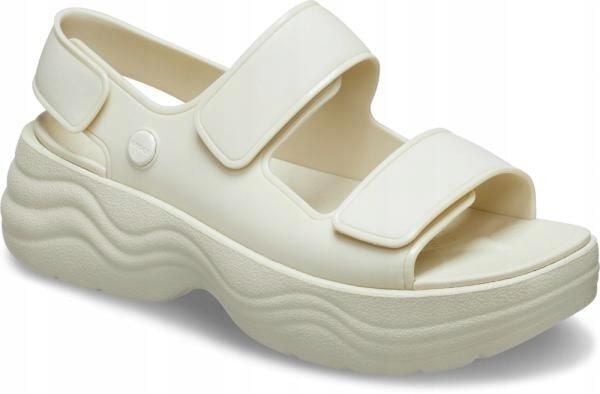 Klapki Dla Dorosłych Crocs Skyline. Brązowe klapki Crocs, bez wzorów, z materiału, bez obcasa. Za 209,99 zł.